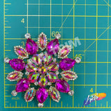 SALE! Fancy Colored Rhinestone Flower Applique on Metal Setting, YH-097