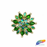 SALE! Fancy Colored Rhinestone Flower Applique on Metal Setting, YH-097