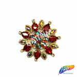 SALE! Fancy Colored Rhinestone Flower Applique on Metal Setting, YH-097