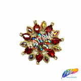 SALE! Fancy Colored Rhinestone Flower Applique on Metal Setting, YH-097