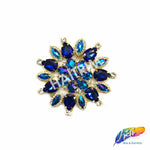 SALE! Fancy Colored Rhinestone Flower Applique on Metal Setting, YH-097