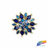 SALE! Fancy Colored Rhinestone Flower Applique on Metal Setting, YH-097