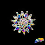 SALE! Fancy Colored Rhinestone Flower Applique on Metal Setting, YH-097