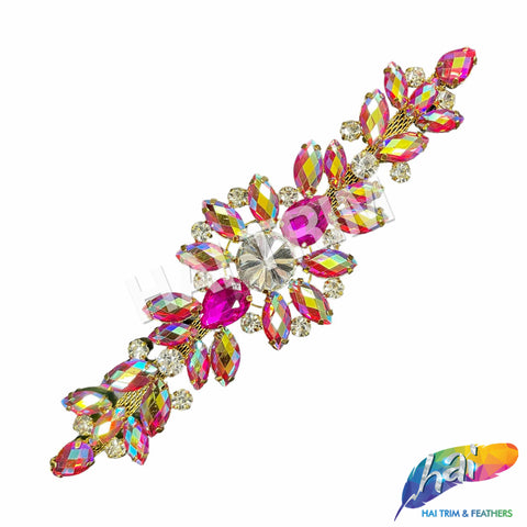 SALE! Fancy Colored Rhinestone Flower Applique on Metal Setting, YH-104