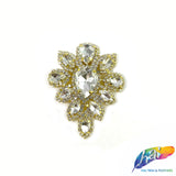 SALE! Fancy Teardrop Flower Rhinestone Applique on Metal Setting, YH-107