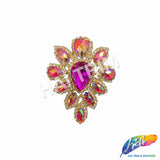 SALE! Fancy Teardrop Flower Rhinestone Applique on Metal Setting, YH-107