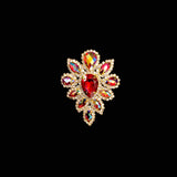 SALE! Fancy Teardrop Flower Rhinestone Applique on Metal Setting, YH-107