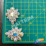 SALE! Fancy Teardrop Flower Rhinestone Applique on Metal Setting, YH-107