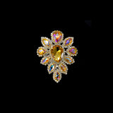 SALE! Fancy Teardrop Flower Rhinestone Applique on Metal Setting, YH-107