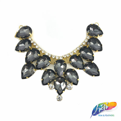 SALE! Mini Collar Rhinestone Applique on Metal Setting, YH-110