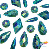 Aqua AB Glitterback Resin Stones, YSAB12