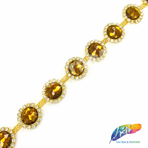 SALE! 7/8" Topaz Gold Rhinestone Trim, ACR-033