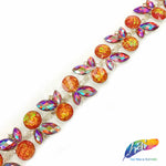SALE! 1" Multi-stone Leaf Rhinestone Trim, ACR-035
