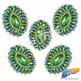 Oval Rhinestone Medallion Gel-Back Iron On Applique, IRA-134