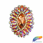 Oval Rhinestone Medallion Gel-Back Iron On Applique, IRA-134