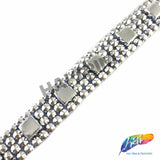 SALE! 3/4" 4-row Colored Rhinestone Trim with Square Stones, QL-140