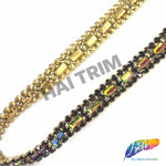 SALE! 5/8" 3-row Colored Rhinestone Trim with Rectangle Stones, QL-147