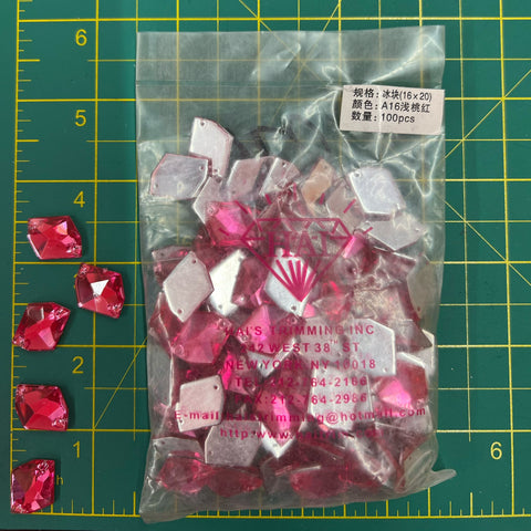CLOSEOUT! Rose Pink Acrylic Stones (sold per pack), A16
