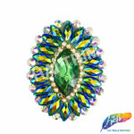 Oval Rhinestone Medallion Gel-Back Iron On Applique, IRA-134