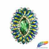Oval Rhinestone Medallion Gel-Back Iron On Applique, IRA-134