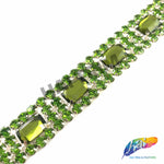 SALE! 3/4" 4-row Colored Rhinestone Trim with Octagon Stones, QL-138