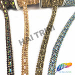 SALE! 5/8" 3-row Colored Rhinestone Trim with Rectangle Stones, QL-147