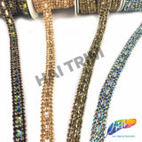 SALE! 5/8" 3-row Colored Rhinestone Trim with Rectangle Stones, QL-147