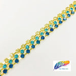 SALE! 5/8'' 3-row Tricolor Rhinestone Cupchain Trim, CST-50
