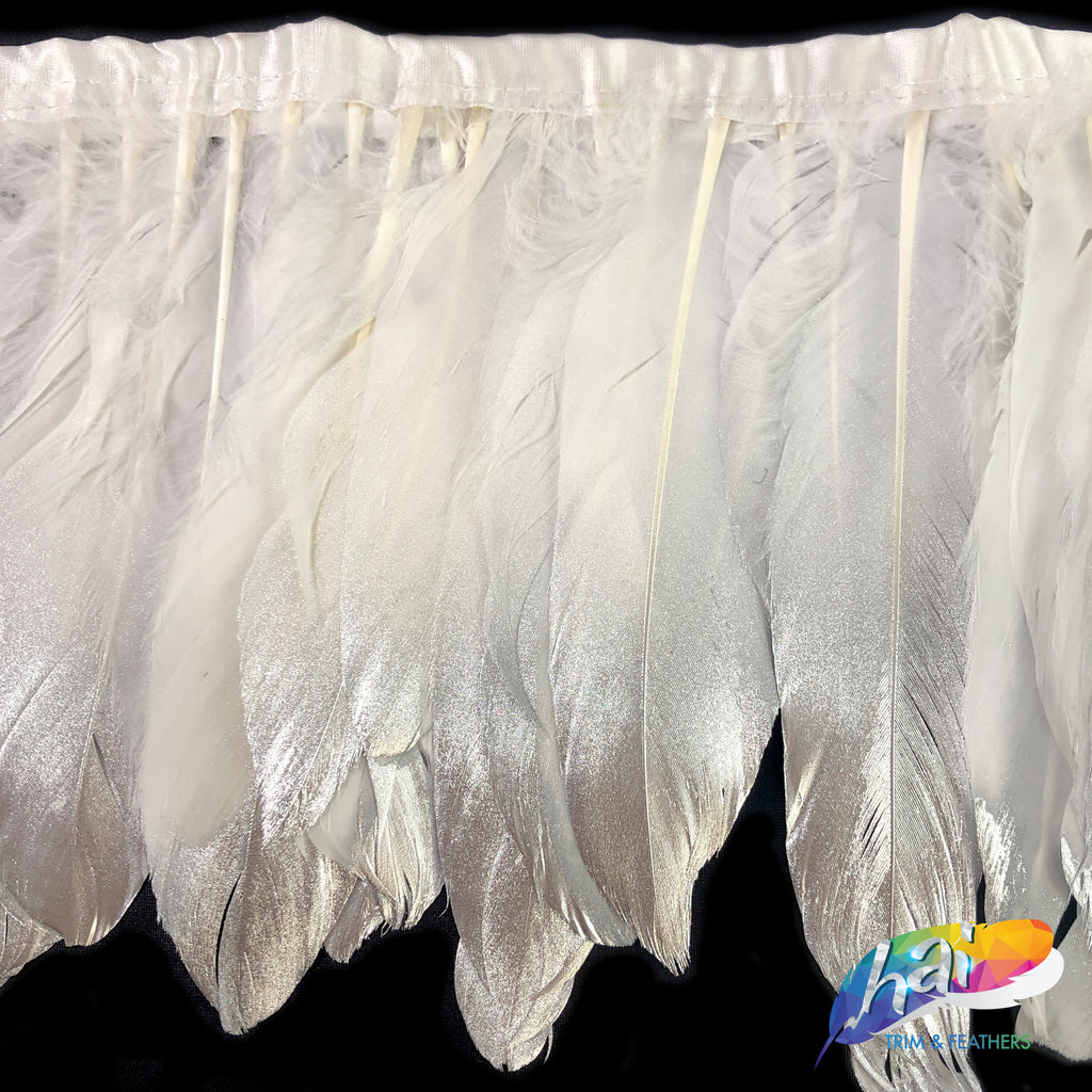 1 Yard White Goose Feather Trim