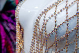 Crystal AB/Gold Rhinestone Cupchain Dress, RD-001