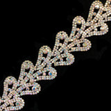 1 3/4" Curled Leaf Crystal Rhinestone Trim, RT-054