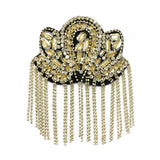 Beaded Rhinestone Epaulet with Rhinestone Cupchain Fringe, EP-032 (sold per piece)