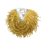 Beaded Chain Epaulet with Crystal AB Triangle Stones, EP-027 (sold per piece)