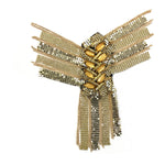 Yellow/Gold Beaded Rhinestone Chain Epaulets with Dangling Chain & Chainmail Tassel, EP-025 (sold per piece)