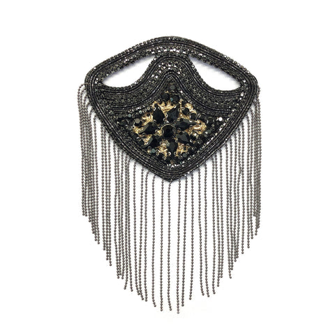 Rhinestone Chain Epaulets with Ball Chain Tassels, EP-030 (sold per piece)