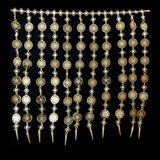 10 1/4" Gold Coin Rhinestone Fringe with Spikes, CF-006