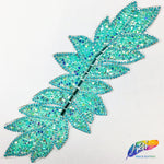 Elongated Leaf Rhinestone Iron On Applique, IRA-074