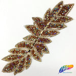 Elongated Leaf Rhinestone Iron On Applique, IRA-074
