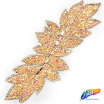 Elongated Leaf Rhinestone Iron On Applique, IRA-074