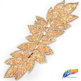 Elongated Leaf Rhinestone Iron On Applique, IRA-074