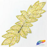 Elongated Leaf Rhinestone Iron On Applique, IRA-074