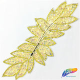 Elongated Leaf Rhinestone Iron On Applique, IRA-074