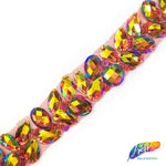 1" Beaded Color AB Stone Trim on Mesh, ACR-001