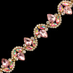 1 1/8" Fancy Wavy Teardrop Rhinestone Trim, YH-088