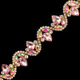 1 1/8" Fancy Wavy Teardrop Rhinestone Trim, YH-088