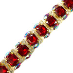 1 1/4" Fancy Colored Octagon Rhinestone Trim, YH-091