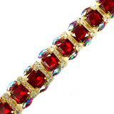 1 1/4" Fancy Colored Octagon Rhinestone Trim, YH-091