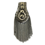 Studded Beaded Epaulet with Chain Tassels, EP-016 (sold per piece)