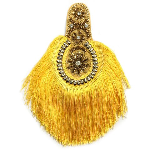 Beaded Rhinestone Epaulet with Tassel Fringe, EP-026 (sold per piece)