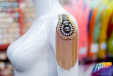 Studded Beaded Epaulet with Chain Tassels, EP-016 (sold per piece)